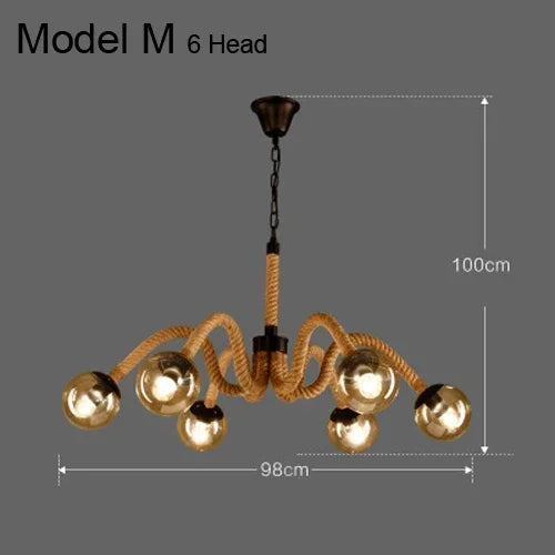 Lustre et Suspension rustique industrielle avec cordage - vue 20 sur 21
