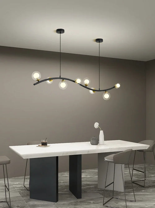 lustre en verre noir style nordique moderne pour restaurant et bar - vue 2 sur 10