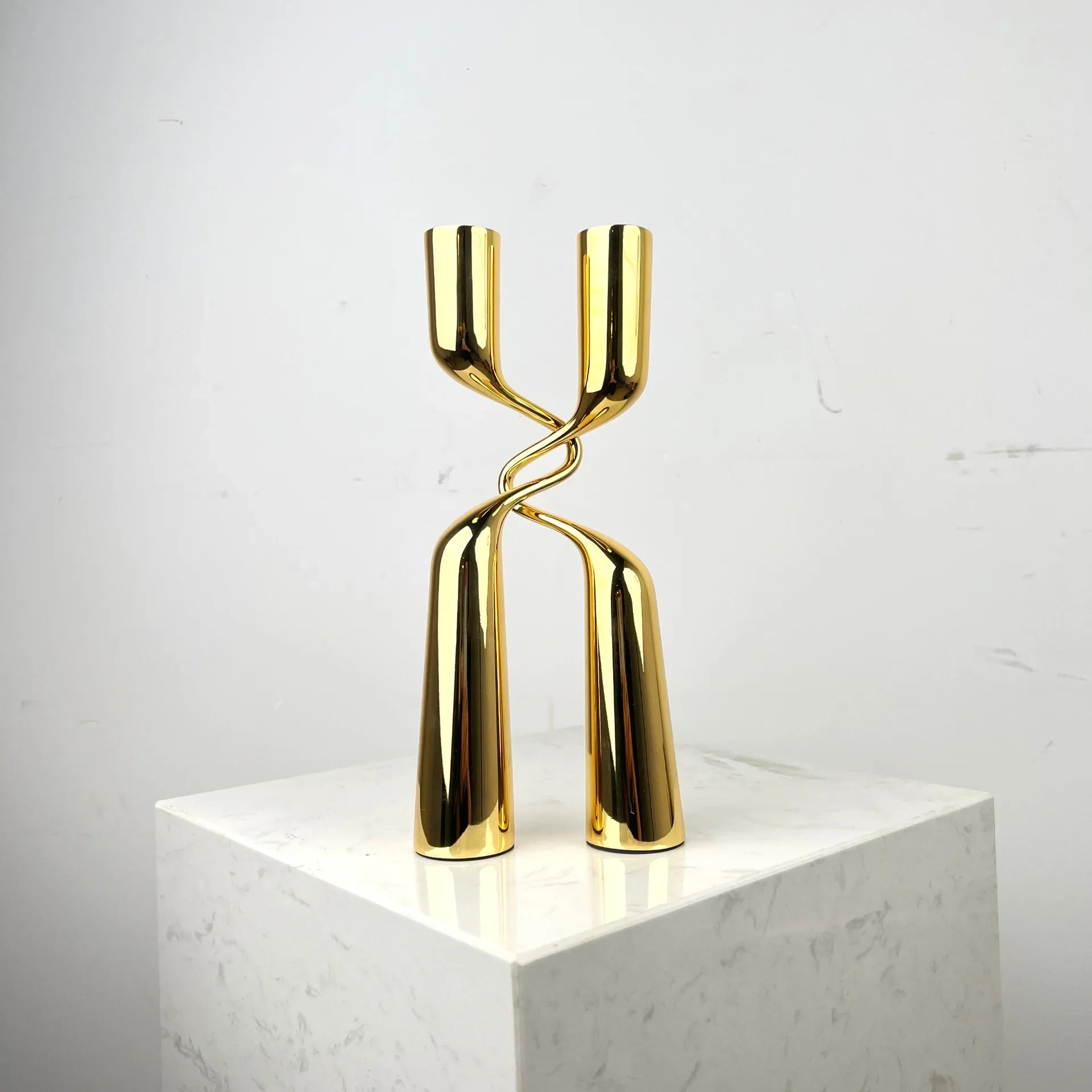 bougeoir en métal argenté candélabre de luxe double tête décoratif - vue 10 sur 9