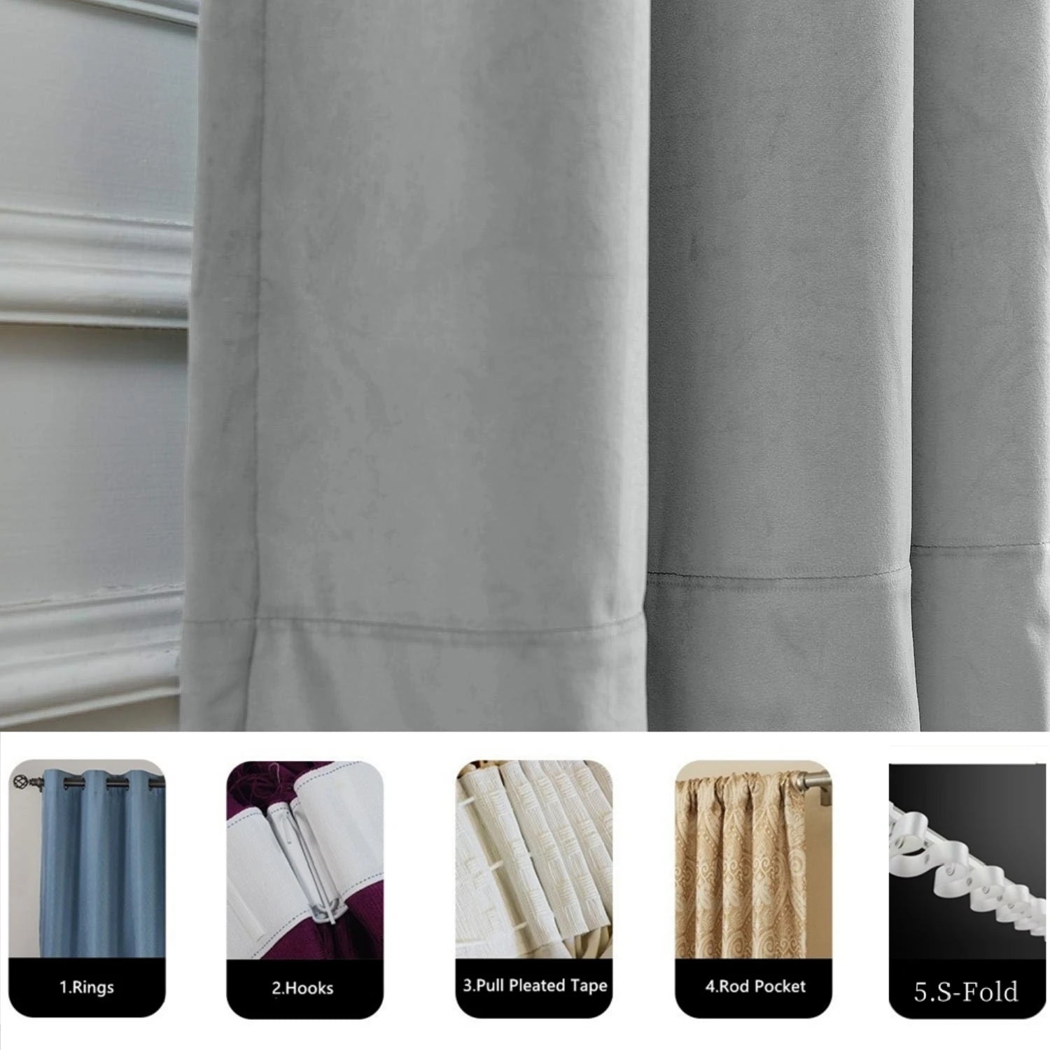 Rideau velours occultant moderne sur mesure salon chambre - vue 7 sur 10