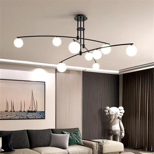 Minimalist glass chandelier in Nordic style for interior decoration - vue 2 sur 14