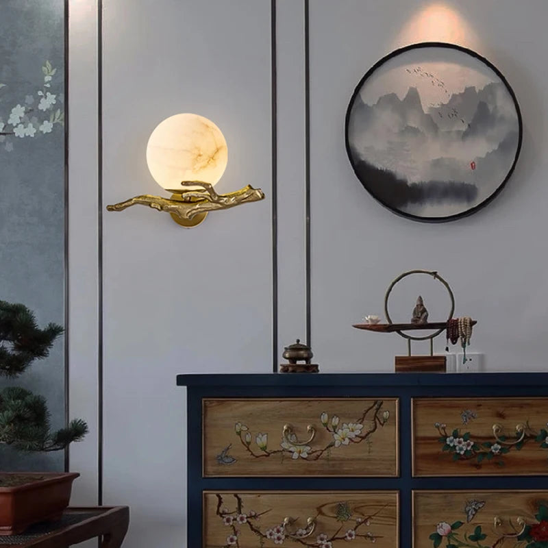 applique murale en cuivre et marbre naturel design élégant pour intérieur - vue 4 sur 7