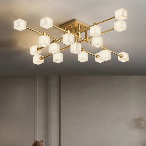 Lampe de salon en marbre et laiton naturel de luxe