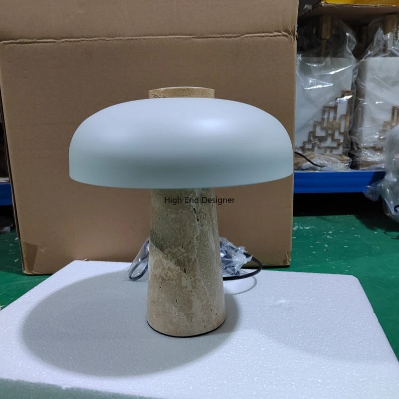 lampe à poser champignon en pierre naturelle design scandinave