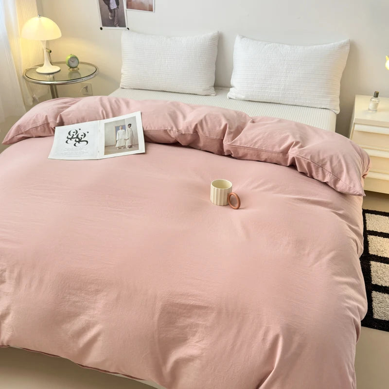 housse de couette en coton unie avec fermeture éclair