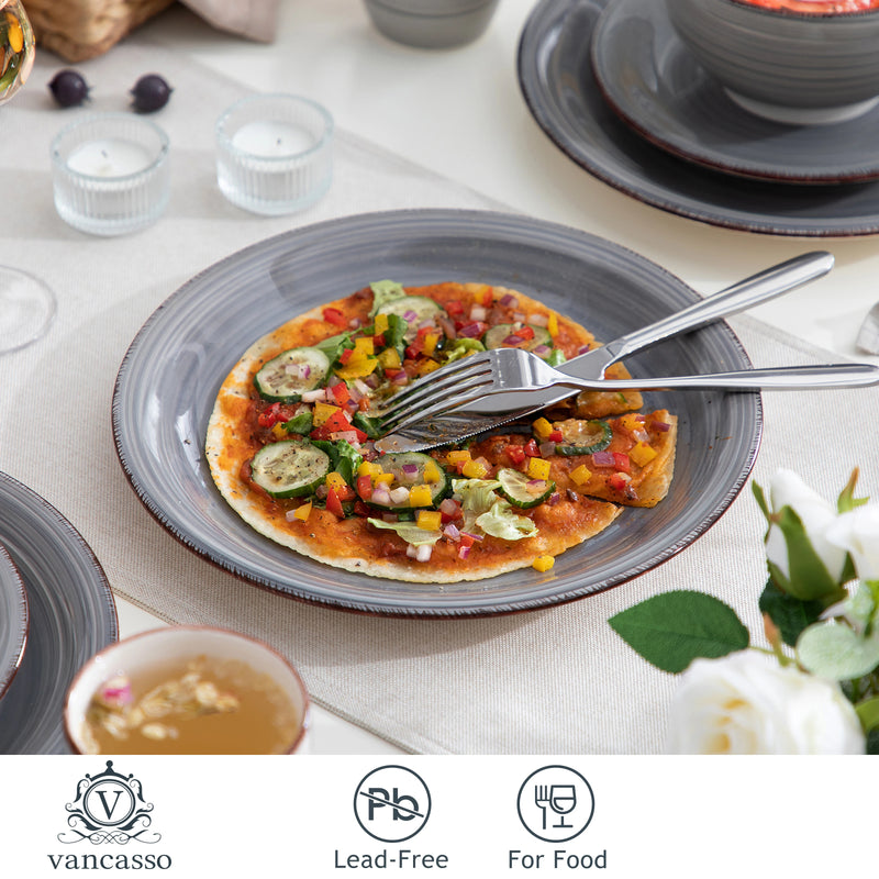 Service de table porcelaine vintage rayures 16 pieces