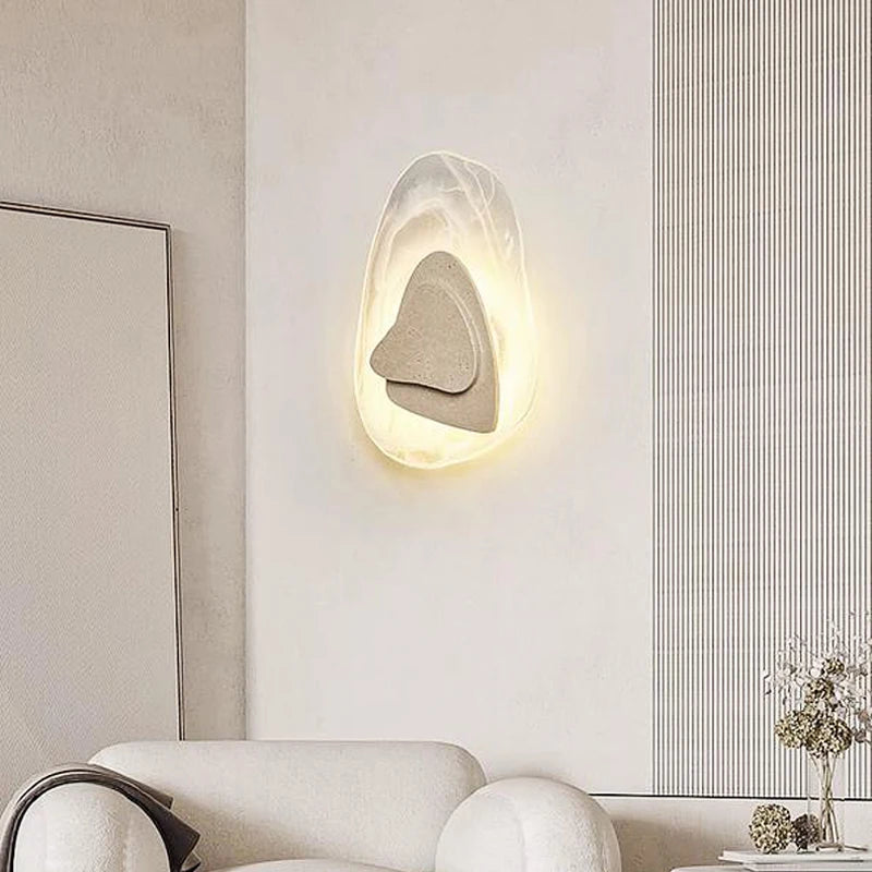 applique murale scandinave en pierre de verre led étanche extérieur - vue 4 sur 8
