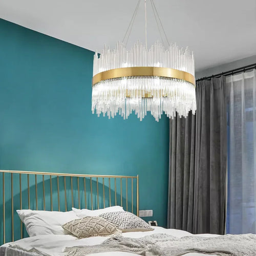 Lustre design rond de luxe en cristal 60cm - vue 2 sur 3