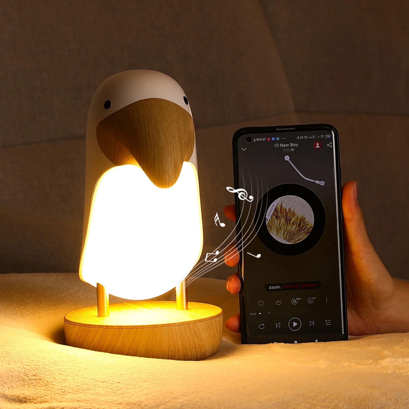 Toucan oiseau veilleuse Usb Rechargeable Lampe de Table Bluetooth Lampe chambre décor cadeau de noël pour enfants éclairage intérieur - vue 4 sur 10