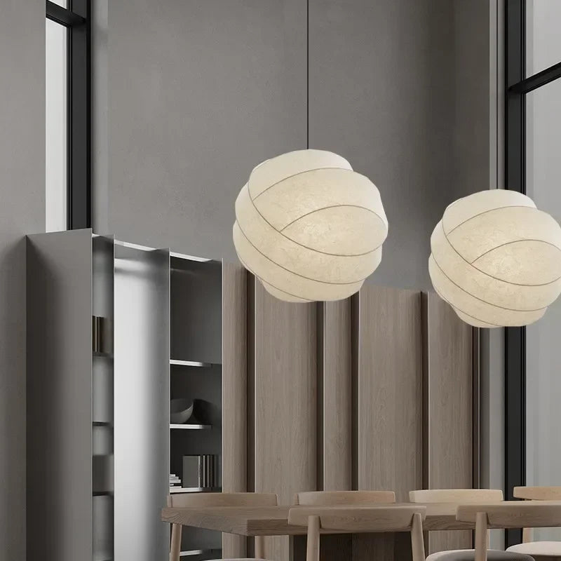 lustre suspendu en soie wabi sabi led moderne nordique