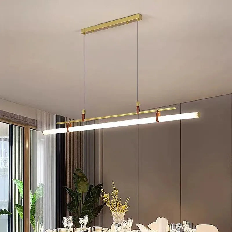 Vintage LED chandelier long lamp for dining room, office or kitchen island - vue 5 sur 11