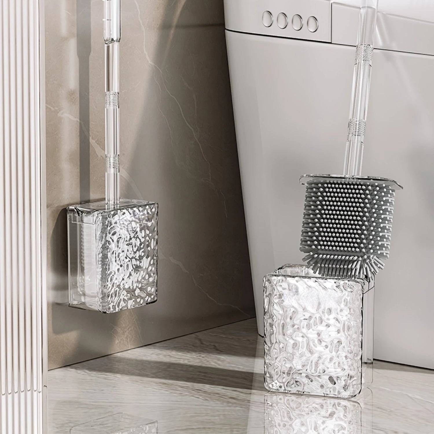 Luxury Glacier Pattern Toilet Brush, Household Toilet Brush With No Dead Angle, Bathroom Toilet Cleaning Tool, Wall-mounted Toil - vue 4 sur 6