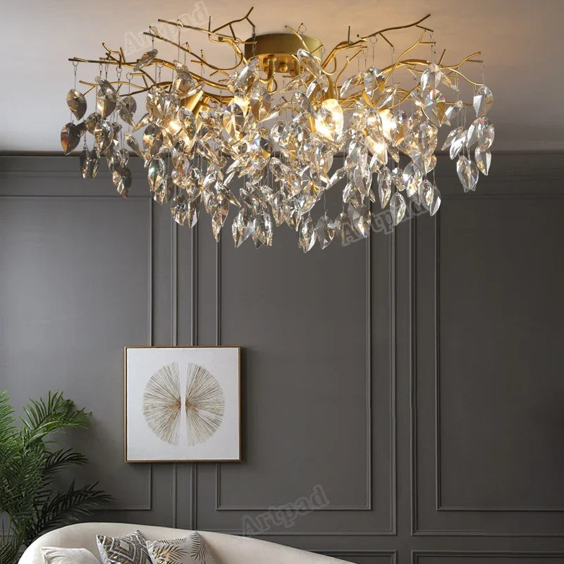 plafonnier vintage en cristal pour décoration intérieure élégante