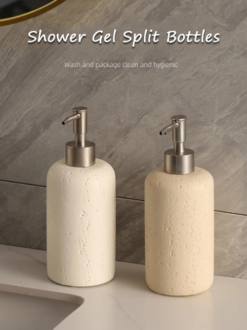 Retro Natural Stone Press on Shower Gel Dispensing Bottle, Home Storage Bottles, Bathroom Appliances, Wash Basin, Tabletop Ornam - vue 2 sur 12