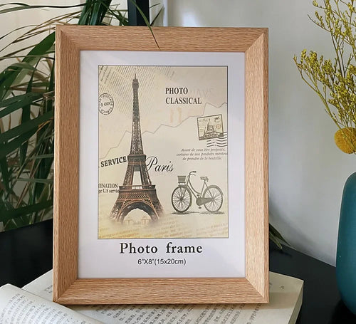 cadre photo en bois avec feuille décorative fait main - vue 7 sur 6