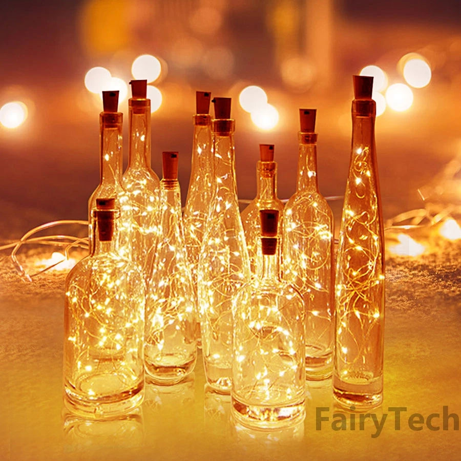 lot de 10 lampes à vin en liège à led pour fêtes d'anniversaire - vue 7 sur 9