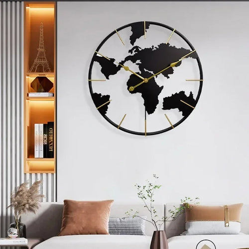 World Map Wall Clock, Minimalist modern design and global perspective, for Corporate Office Meeting Room Hotel Restaurant School - vue 2 sur 5