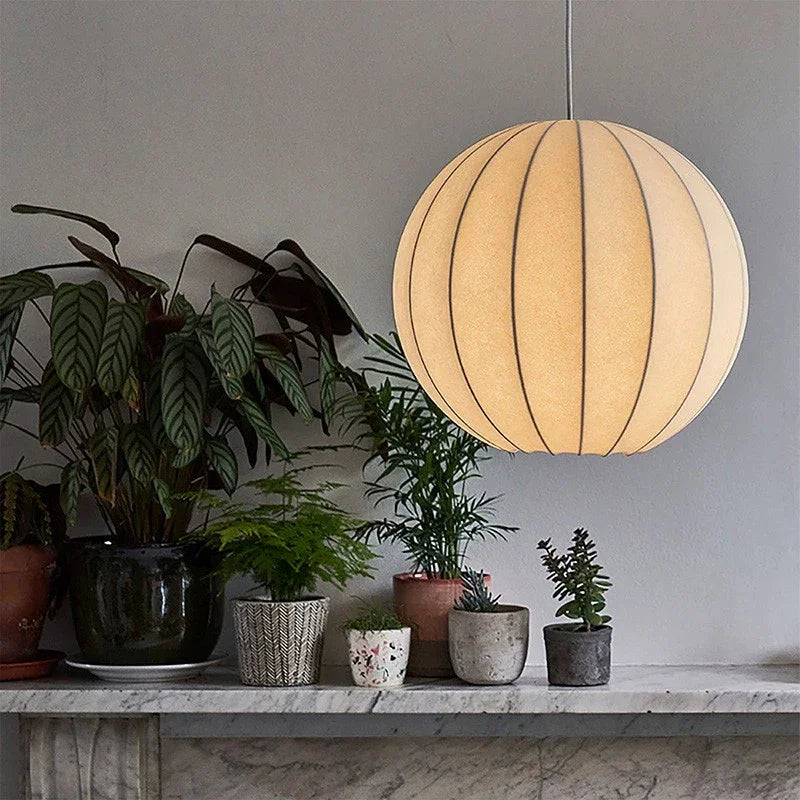 Suspension en soie minimalistes nordiques Wabi Sabi Restaurant Bar Led lustre salle à manger chambre appartement lampe suspendue luminaire