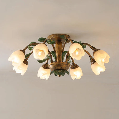 plafonnier led en verre 8 têtes style jardin français moderne pour magasin de fleurs