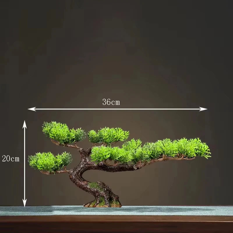 DIY Potted Bonsai for Home Decoration, False Tree, Living Room, Chinese Style, Hotel Porch Landscape, Green Plant Decoration