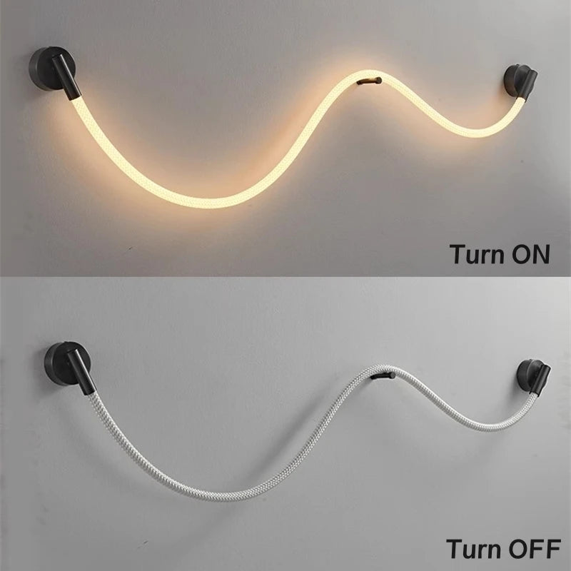 applique murale led minimaliste en silicone et fibre tissée - vue 6 sur 13