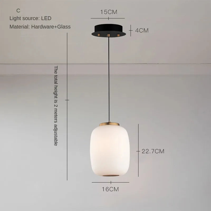 lustre led en verre design minimaliste japonais créatif et artistique - vue 8 sur 12