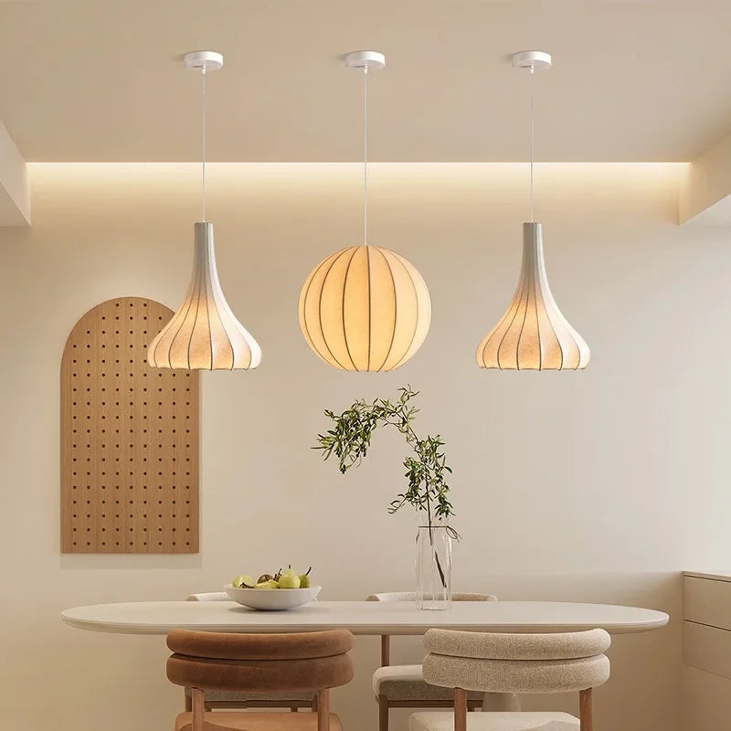 suspension wabi sabi en soie pour décoration intérieure moderne - vue 4 sur 14