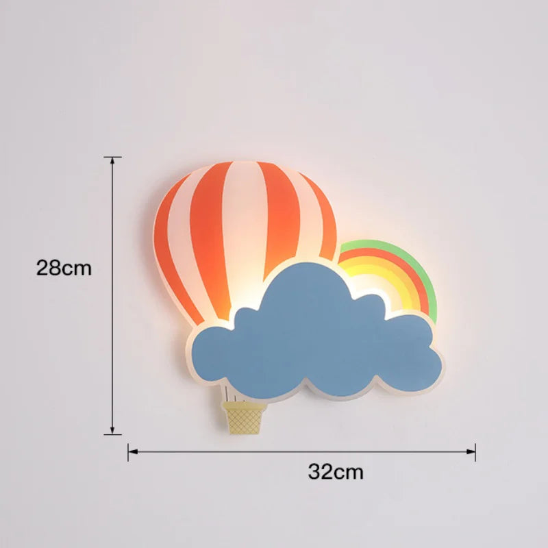 applique murale led nuage montgolfière dessin animé pour enfant - vue 6 sur 7