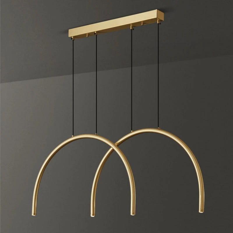 lampe suspendue moderne en laiton noir doré avec leds réglables - vue 3 sur 7