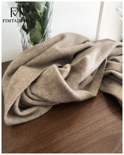 echarpe cachemire pur maille elegante hiver pompons