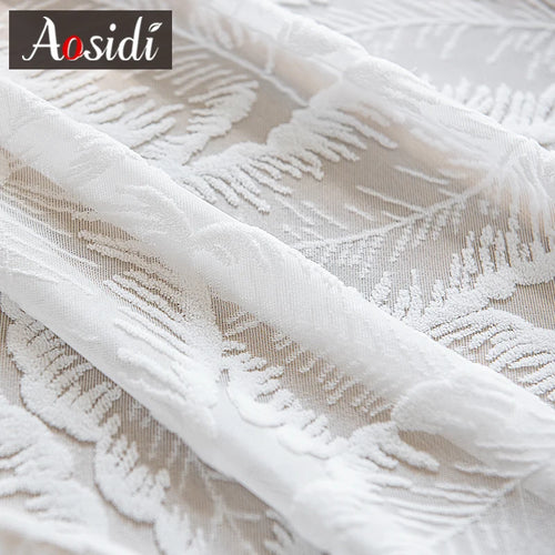 Voilage motif feuilles style moderne pour salon chambre - vue 6 sur 7