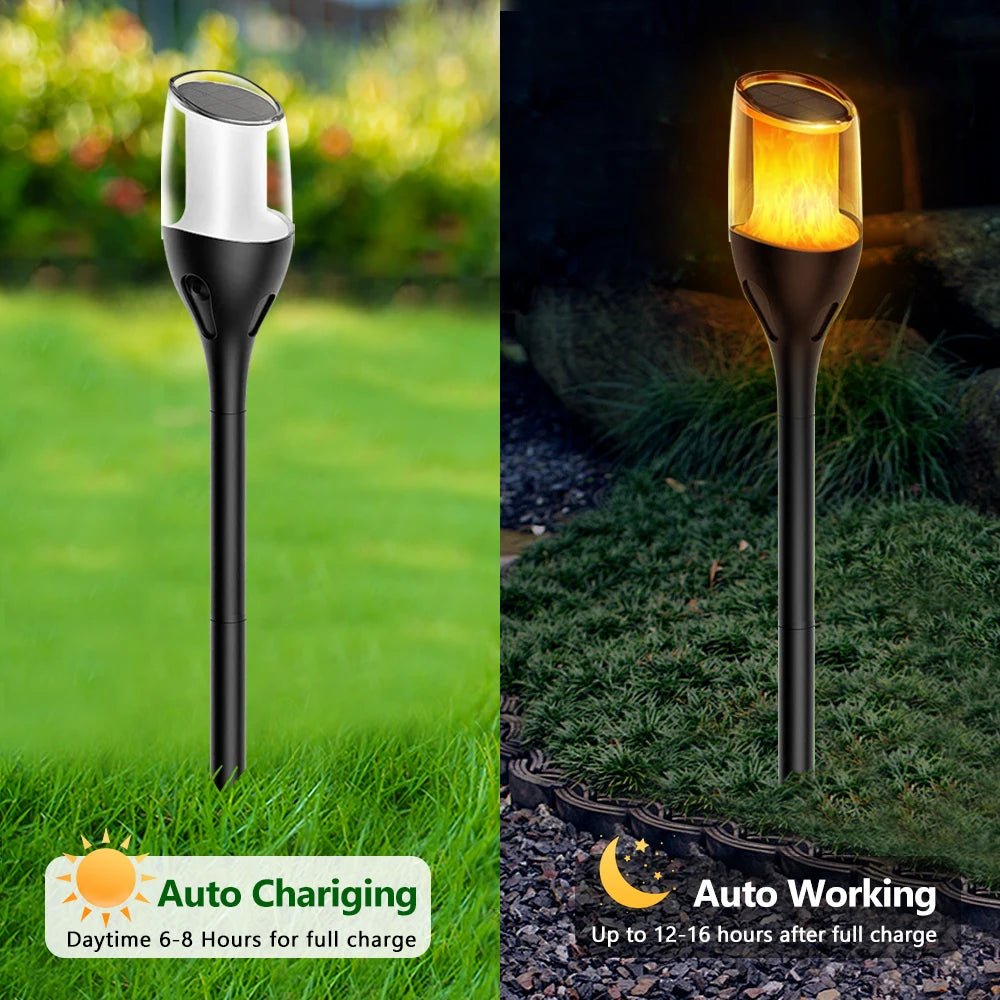 lampes solaires extérieures à flamme pour jardin et patio - vue 5 sur 9