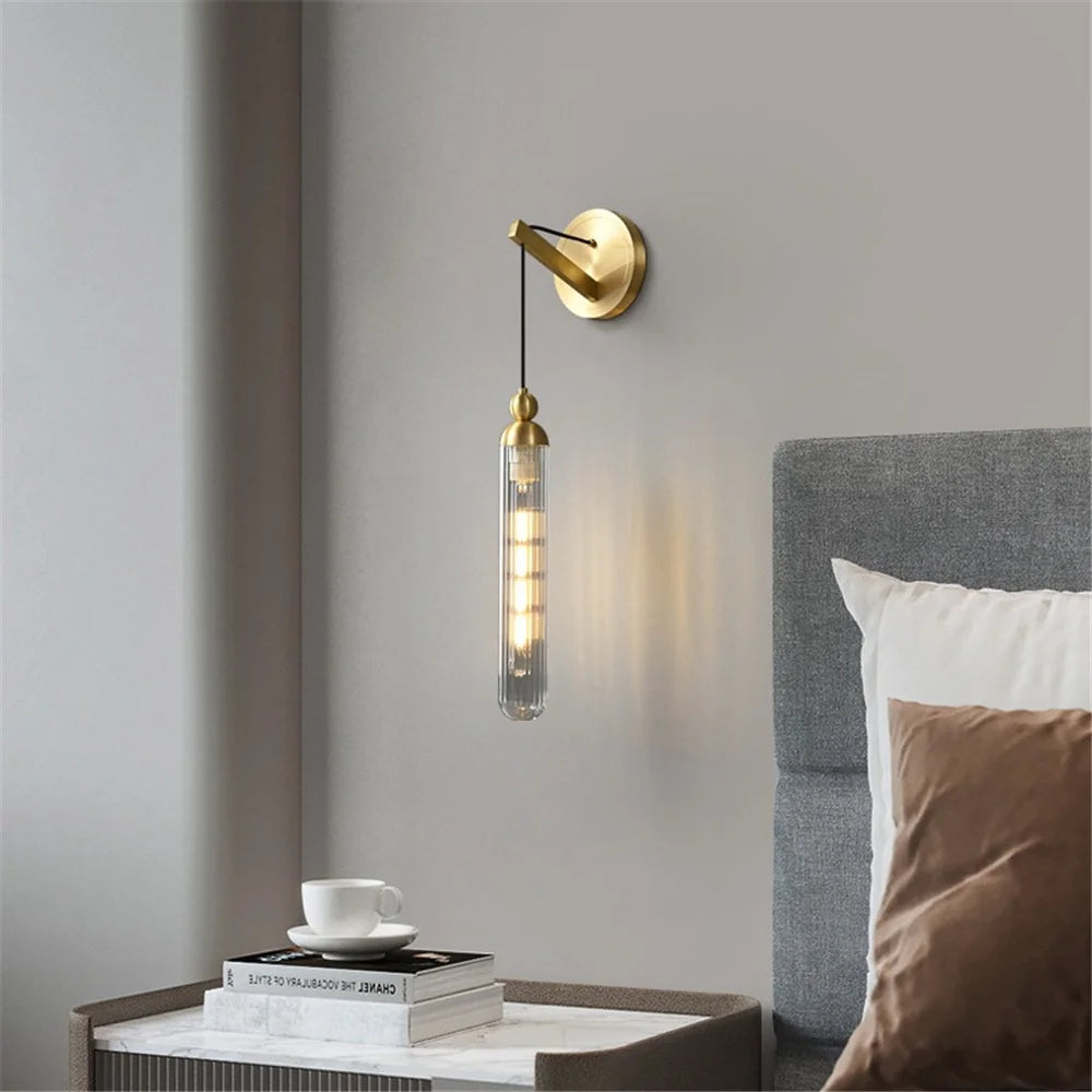 applique murale led moderne en cuivre et verre décoratif - vue 3 sur 9
