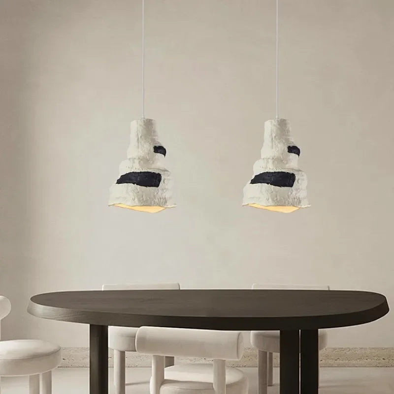 Nordic Wabi Sabi E27 Restaurant Pendant Chandeliers Lustre Living Room Lighting Designer Modern Cafe Bar LED Decor Hanging Lamps - vue 4 sur 11