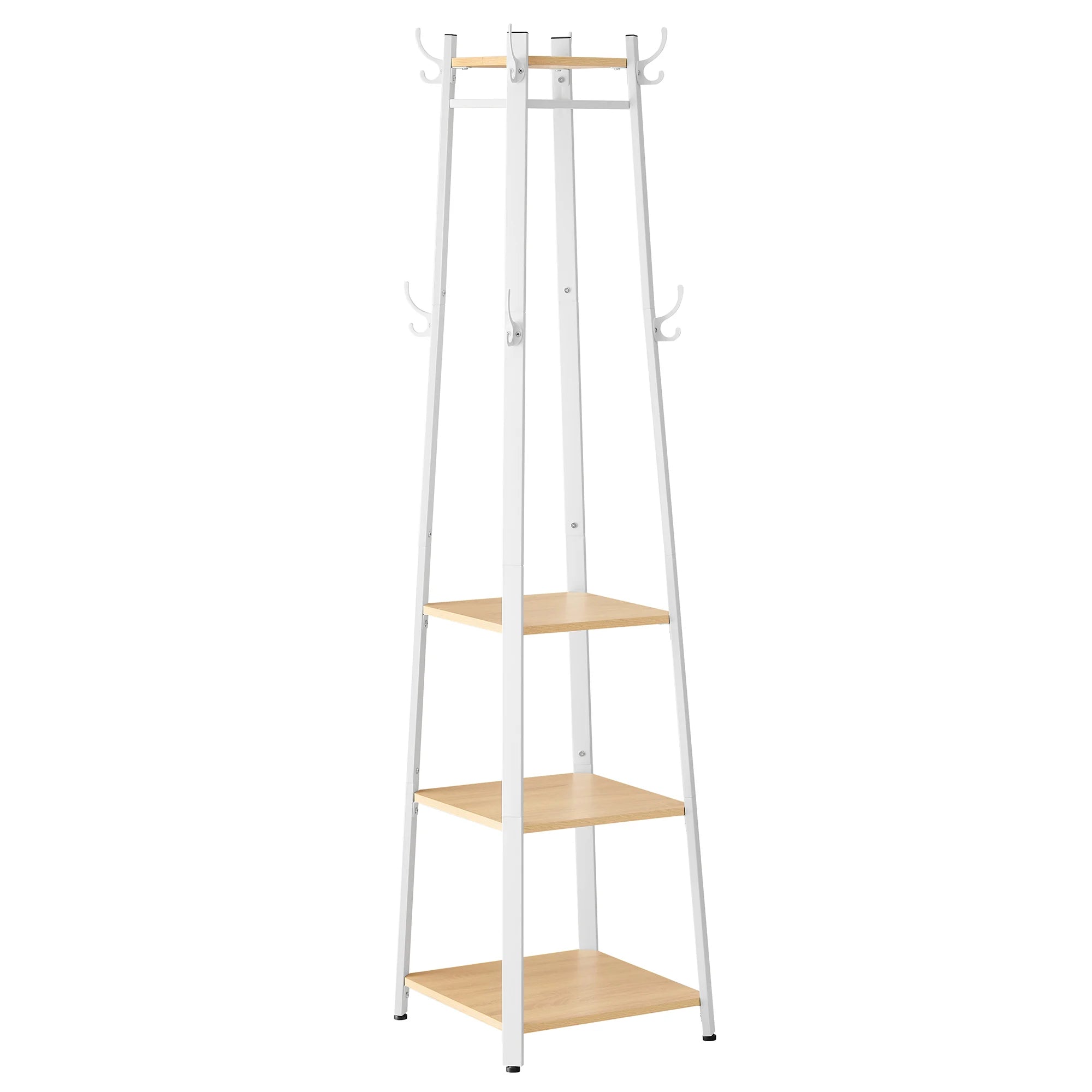 VASAGLE Coat Rack, Cloakroom, Clothes Rack with 3 Tier Shelf, Hooks and Rails, Steel Frame, Industrial Style - vue 7 sur 8