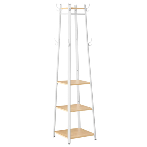 VASAGLE Coat Rack, Cloakroom, Clothes Rack with 3 Tier Shelf, Hooks and Rails, Steel Frame, Industrial Style - vue 8 sur 8
