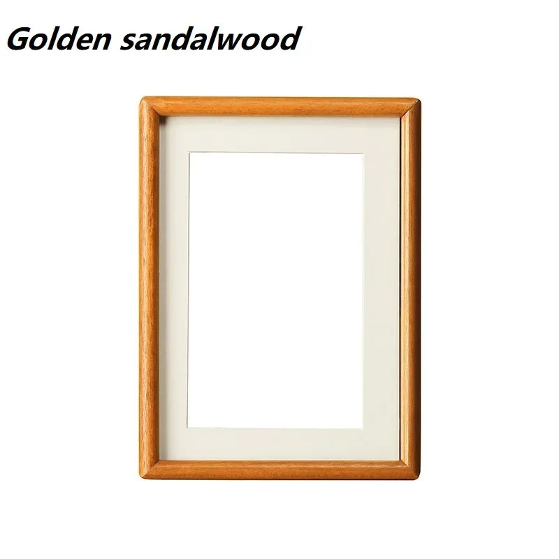 Solid Wood Round Corner Picture Frame, Walnut and Golden Sandalwood, Minimalist Design, Tabletop, Home Decor