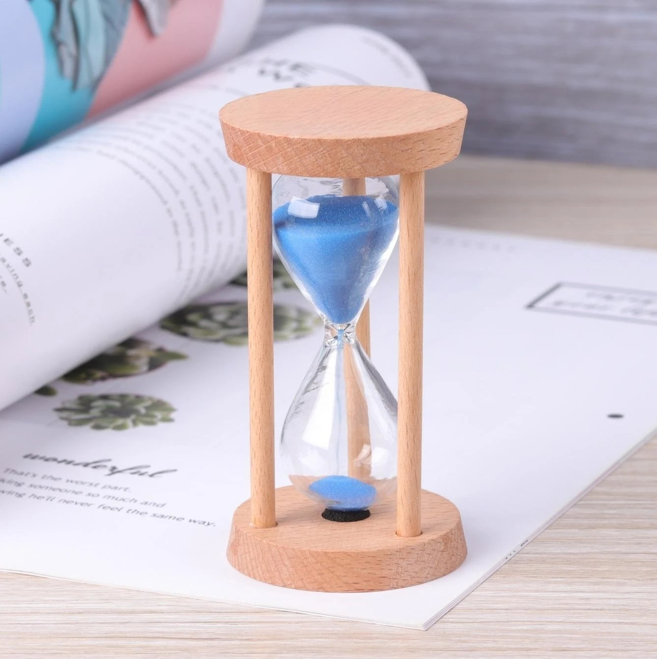 sablier en bois minuterie décorative pour enfants et anniversaires - vue 12 sur 12