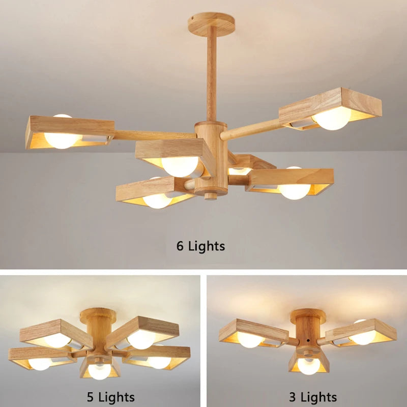lustre suspendu en bois d'éclairage d'arbre nordique pour décoration