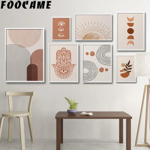 abstrait géométrie ligne soleil levant lune toile déco murale