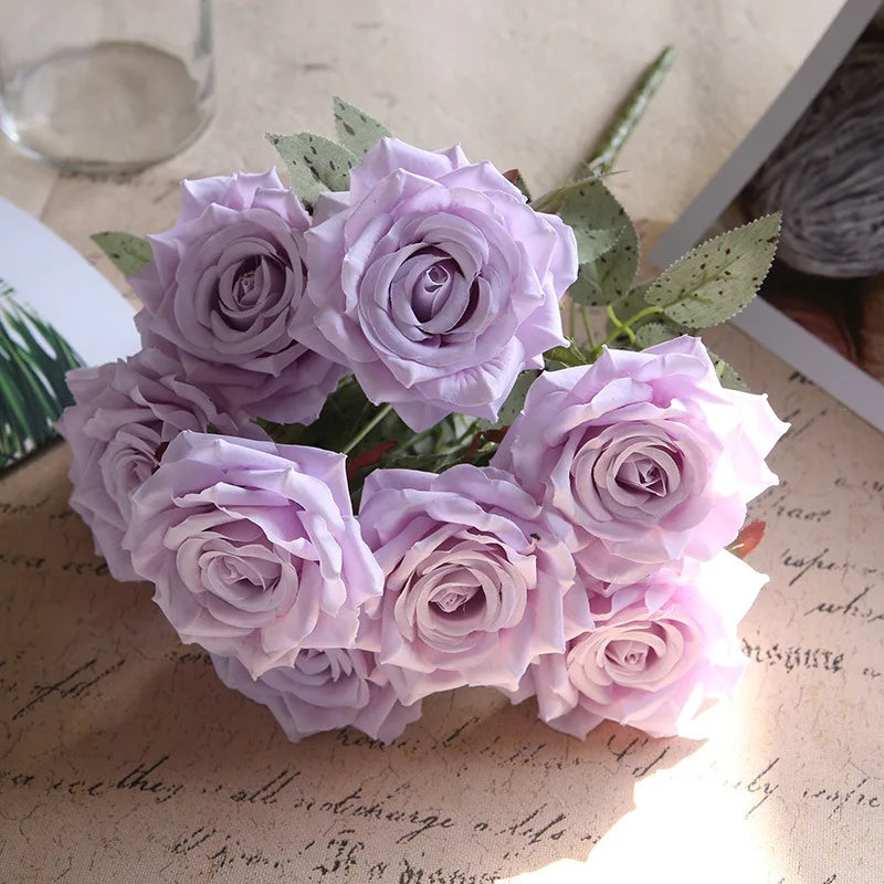 fleurs de roses artificielles bouquet décoration pour la maison et bureau - vue 10 sur 14