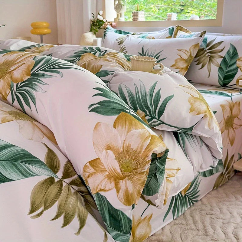 housse de couette 3 pièces avec taies d'oreiller en polyester respirant