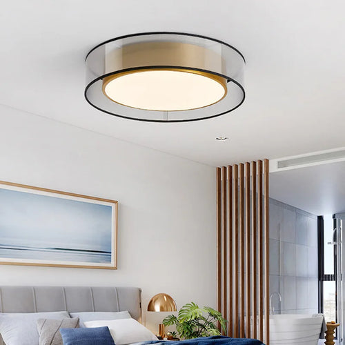 plafonnier vintage en pvc avec éclairage en cuivre et bande led - vue 3 sur 8