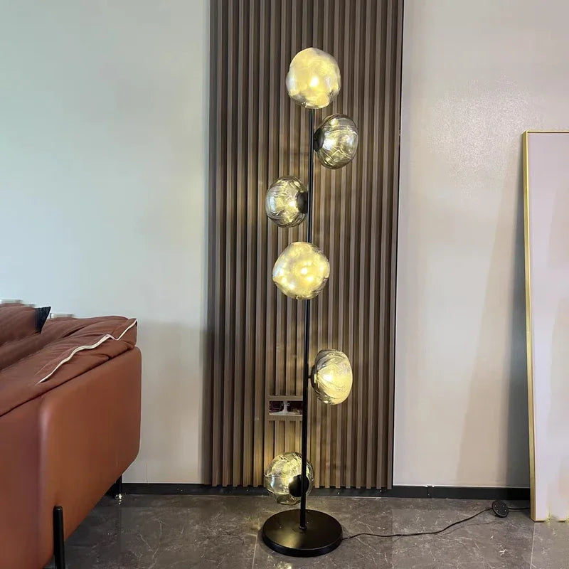 lampadaire en verre design nordique pour intérieur moderne - vue 6 sur 14