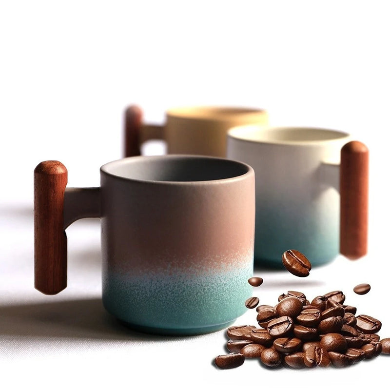 Ensemble tasses expresso bois style minimaliste italien