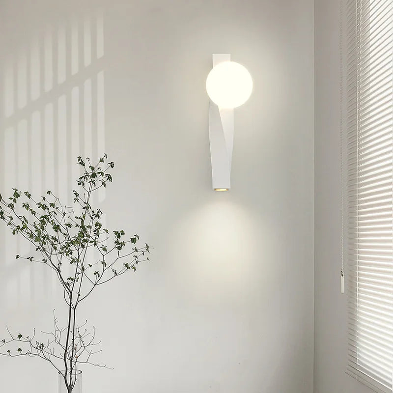 applique murale led en aluminium et verre avec moulage rotatif - vue 4 sur 12