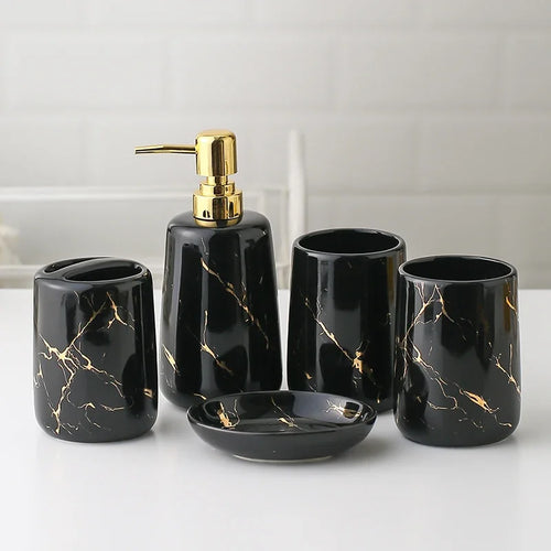ensemble décoratif en céramique pour salle de bain avec accessoires - vue 13 sur 24
