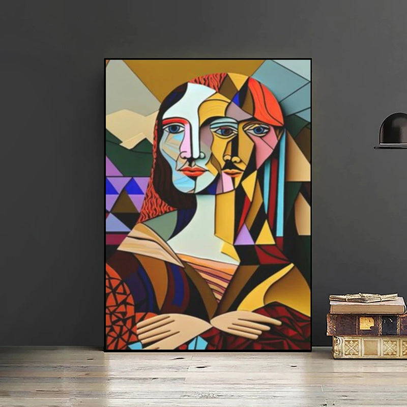 peinture abstraite cubiste style picasso tête personnage décoration murale