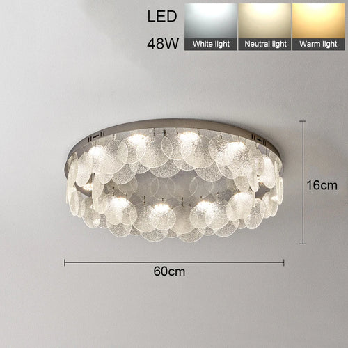 Plafonnier Led rond en verre et cristal - vue 10 sur 10
