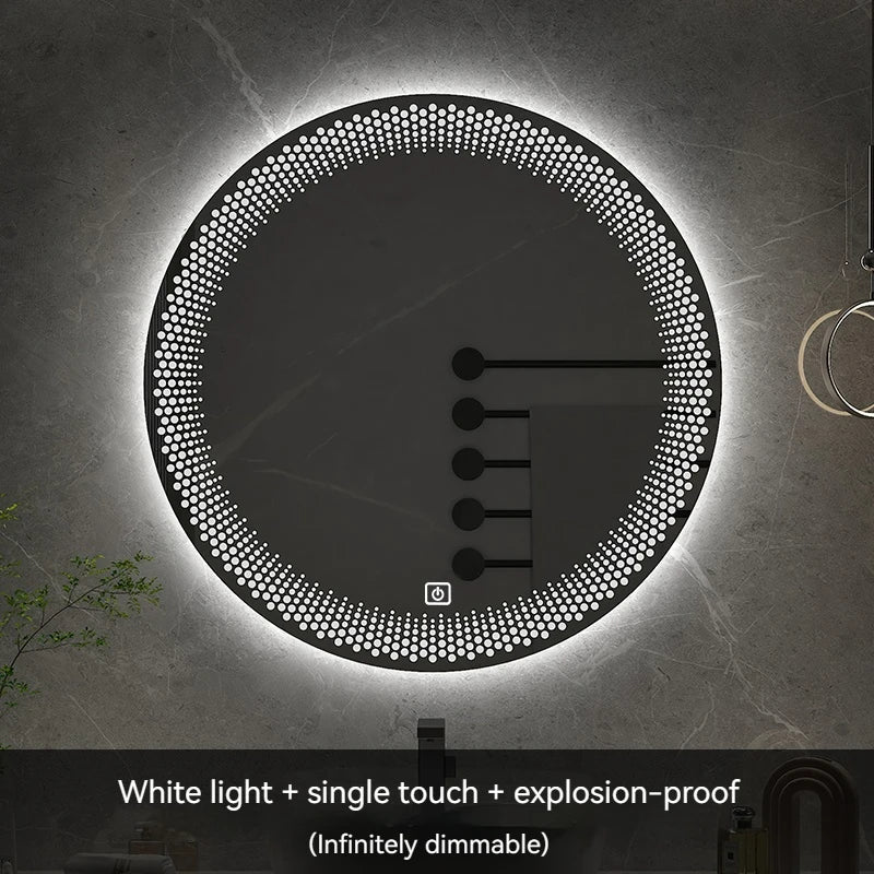 miroir rond à led avec rétroéclairage réglable et antibuée intelligent - vue 14 sur 25